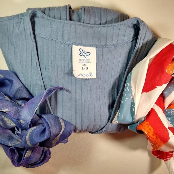 NWOT Weekenders L soft ribbed knit ONE-button cardigan-top - pale slate blue - Picture 6 of 16